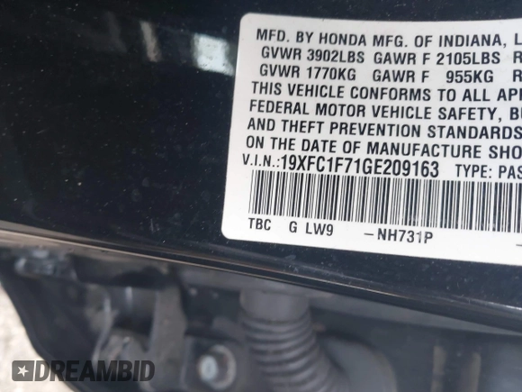 2016 Honda Civic Sedan EX-L with VIN 19XFC1F71GE209163, listed as a IAAI auction lot 40322953 with 149,874 mi miles. Bid and sale history available at carsss.com. Image 9.