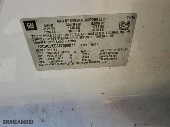 2015 Chevrolet Silverado 1500 LS with VIN 1GCRCPEC3FZ368977, listed as a Copart auction lot 52101665 with 236,655 mi miles and Salvage Title. Bid and sale history available at carsss.com. Image 12.