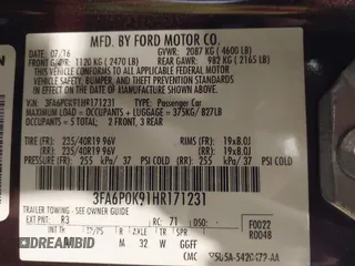 2017 Ford Fusion Titanium with VIN 3FA6P0K91HR171231, listed as a IAAI auction lot 41131312 with 115,265 mi miles. Bid and sale history available at carsss.com. Image 9.