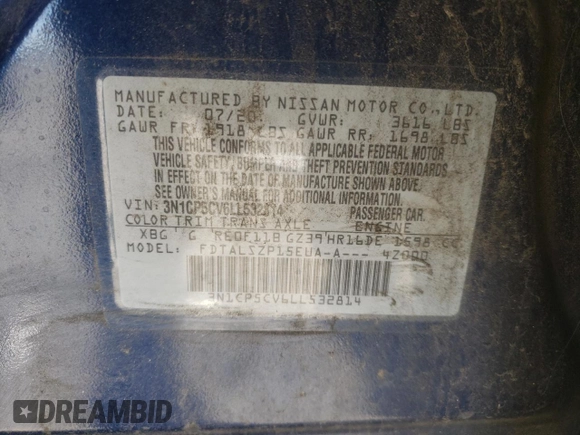 2020 Nissan Kicks SV with VIN 3N1CP5CV6LL532814, listed as a Copart auction lot 45410675 with 125,017 mi miles and Salvage Title. Bid and sale history available at carsss.com. Image 14.