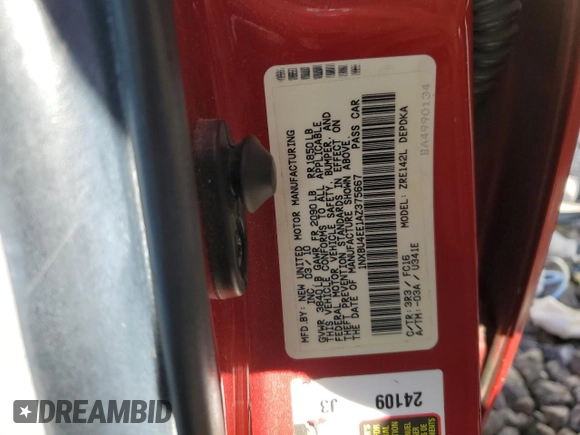 2010 Toyota Corolla with VIN 1NXBU4EE1AZ375667, listed as a Copart auction lot 52607845 with Not Provided miles and Salvage Title. Bid and sale history available at DreamBid. Image 13.