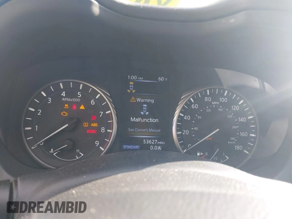 2020 Infiniti Q50 Luxe with VIN JN1EV7AR8LM250180, listed as a IAAI auction lot 41836636 with 53,627 mi miles and . Bid and sale history available at DreamBid. Image 7.