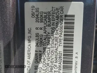 2019 Honda Accord Touring with VIN 1HGCV2F95KA028021, listed as a Copart auction lot 57060845 with 86,014 mi miles and Salvage title. Bid and sale history available at DreamBid. Image 12.