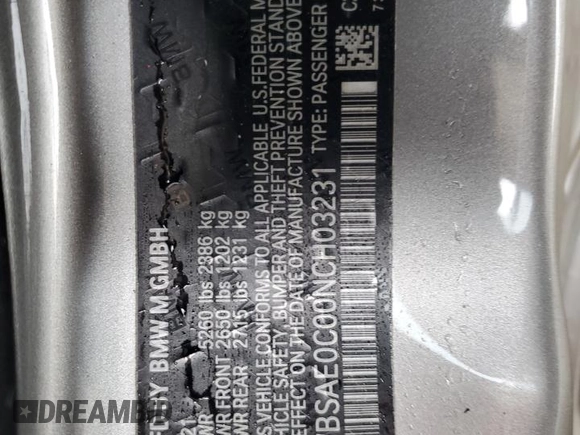 2022 BMW M8 Competition z VIN WBSAE0C00NCH03231, wystawiony jako Copart lot #89316515 z przebiegiem Nie podano mil oraz Nie do naprawy • Non repairable. Historia ofert i sprzedaży dostępna na DreamBid. Obrazek 12.
