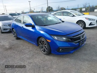 2019 Honda Civic Sedan Sport with VIN 2HGFC2F83KH592715, listed as a IAAI auction lot 41609225 with 1 mi miles. Bid and sale history available at carsss.com. Image 1.