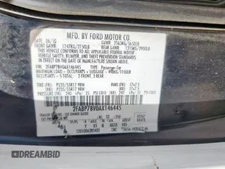 2010 Ford Police Interceptor with VIN 2FABP7BV0AX146445, listed as a Copart auction lot 62375055 with Not provided miles and Salvage title. Bid and sale history available at DreamBid. Image 12.