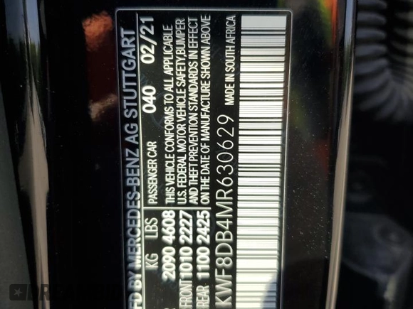2021 Mercedes-Benz C 300 with VIN W1KWF8DB4MR630629, listed as a Copart auction lot 56859395 with 113,846 mi miles and Clean title. Bid and sale history available at DreamBid. Image 12.
