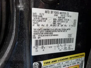 2012 Ford Expedition EL King Ranch with VIN 1FMJK1H51CEF49083, listed as a Copart auction lot 73460634 with 190,620 mi miles and Salvage Title. Bid and sale history available at carsss.com. Image 15.