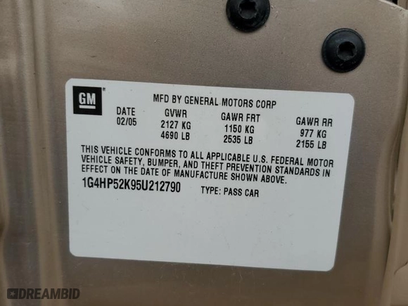 2005 Buick LeSabre Custom with VIN 1G4HP52K95U212790, listed as a Copart auction lot 48827095 with 261772 miles and Non Repairable. Bid and sale history available at carsss.com. Image 12.