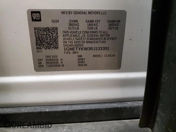 2024 Chevrolet Traverse с VIN 1GNETYKW3RJ133301, выставлен на аукционе Copart как лот 83842444 с пробегом 14 963 миль миль и Списание • Salvage title. История ставок и продаж доступна на DreamBid. Изображение 13.