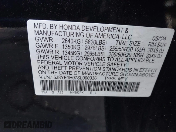 2025 Acura MDX w/A-Spec Package с VIN 5J8YE1H07SL000336, выставлен на аукционе IAAI как лот 41725542 с пробегом 6 013 миль миль и . История ставок и продаж доступна на DreamBid. Изображение 9.