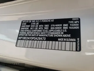 2023 Porsche Cayenne E-Hybrid Hybrid with VIN WP1BE2AY0PDA28473, listed as a Copart auction lot 56708953 with Not provided miles and . Bid and sale history available at DreamBid. Image 14.