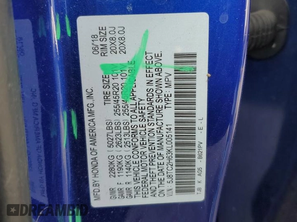 2019 Acura RDX w/A-Spec Pkg with VIN 5J8TC2H63KL005141, listed as a Copart auction lot 50188245 with 70,752 mi miles and Salvage title. Bid and sale history available at DreamBid. Image 15.