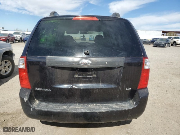 2008 Kia Sedona LX with VIN KNDMB233886194735, listed as a Copart auction lot 44015435 with 156,697 mi miles and Salvage Title. Bid and sale history available at carsss.com. Image 6.