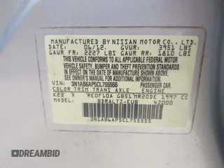 2012 Nissan Sentra S with VIN 3N1AB6AP5CL755555, listed as a IAAI auction lot 42590576 with 158,947 mi miles and . Bid and sale history available at DreamBid. Image 9.
