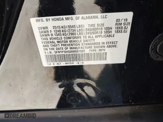 2019 Honda Pilot EX-L with VIN 5FNYF5H53KB031522, listed as a IAAI auction lot 41661462 with 61,056 mi miles. Bid and sale history available at carsss.com. Image 9.