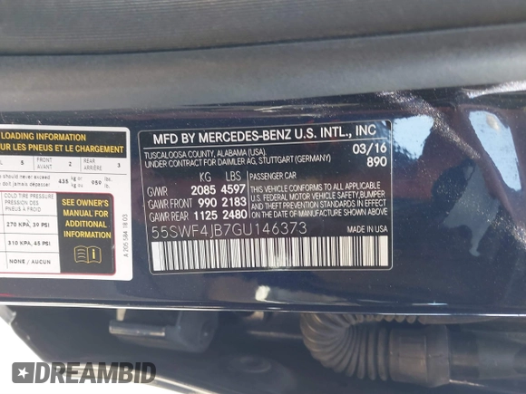 2016 Mercedes-Benz C 300 with VIN 55SWF4JB7GU146373, listed as a IAAI auction lot 40029926 with 191,650 mi miles and . Bid and sale history available at carsss.com. Image 9.