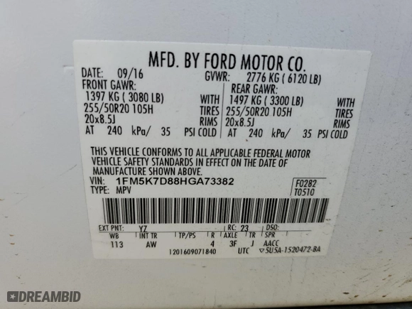 2017 Ford Explorer XLT with VIN 1FM5K7D88HGA73382, listed as a Copart auction lot 50251595 with 187,773 mi miles and Salvage Title. Bid and sale history available at carsss.com. Image 13.