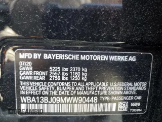 2021 BMW 5 Series 530i xDrive with VIN WBA13BJ09MWW90448, listed as a Copart auction lot 60318605 with Not provided miles and Clean title. Bid and sale history available at DreamBid. Image 13.