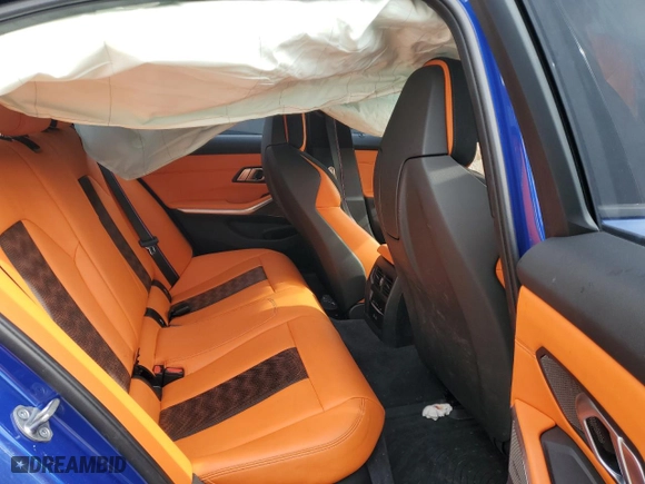 2022 BMW M3 Competition xDrive with VIN WBS43AY01NFL80708, listed as a Copart auction lot 46034615 with 0 mi miles and Salvage Title. Bid and sale history available at carsss.com. Image 10.
