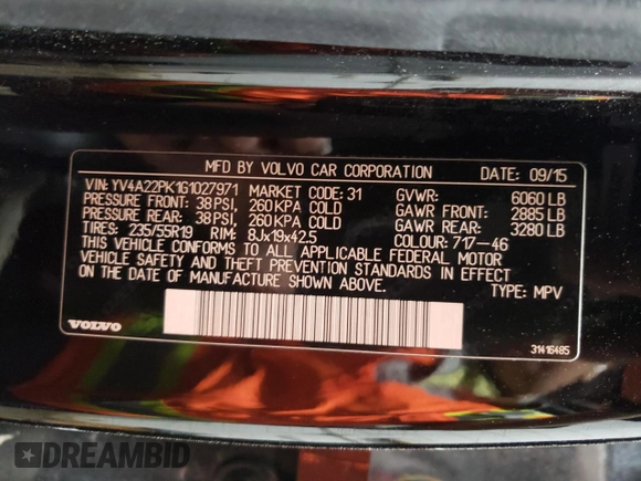 2016 Volvo XC90 T6 Momentum z VIN YV4A22PK1G1027971, wystawiony jako Copart lot #56452485 z przebiegiem 87 940 mil mil oraz Szkoda całkowita • Salvage title. Historia ofert i sprzedaży dostępna na DreamBid. Obrazek 14.