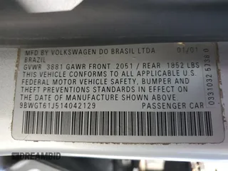 2001 Volkswagen Golf GLS с VIN 9BWGT61J514042129, выставлен на аукционе Copart как лот 76238024 с пробегом 347 457 миль миль и На запчасти • Non repairable. История ставок и продаж доступна на DreamBid. Изображение 13.