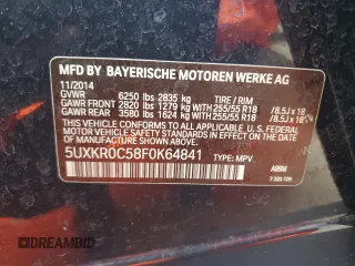 2015 BMW X5 xDrive35i with VIN 5UXKR0C58F0K64841, listed as a Copart auction lot 52716185 with 154,114 mi miles and Clean Title. Bid and sale history available at carsss.com. Image 13.