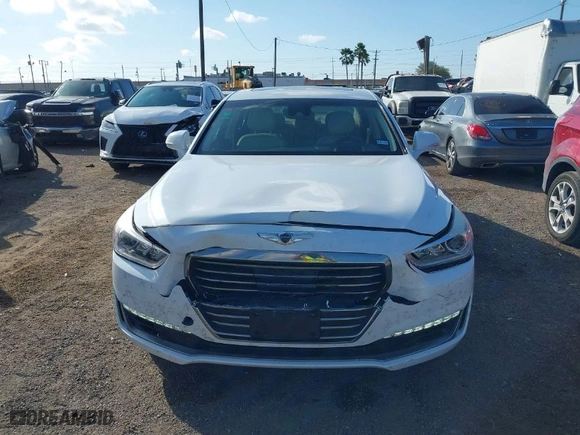 2019 Genesis G90 3.3T Premium with VIN KMHG34JA4KU053344, listed as a IAAI auction lot 41189899 with 15,663 mi miles. Bid and sale history available at carsss.com. Image 12.