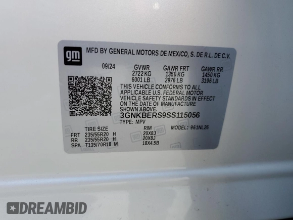2025 Chevrolet Blazer RS z VIN 3GNKBERS9SS115056, wystawiony jako Copart lot #87266304 z przebiegiem 916 mil mil oraz Szkoda całkowita • Salvage title. Historia ofert i sprzedaży dostępna na DreamBid. Obrazek 15.