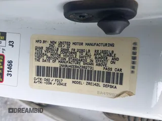 2010 Toyota Corolla with VIN 1NXBU4EE8AZ382731, listed as a IAAI auction lot 42085456 with 160,620 mi miles. Bid and sale history available at carsss.com. Image 9.