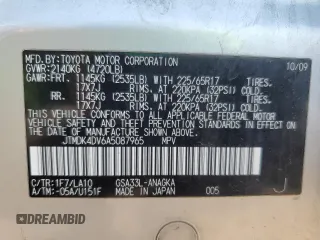 2010 Toyota RAV4 Limited with VIN JTMDK4DV6A5087965, listed as a Copart auction lot 63513435 with 158,129 mi miles and Salvage title. Bid and sale history available at DreamBid. Image 13.