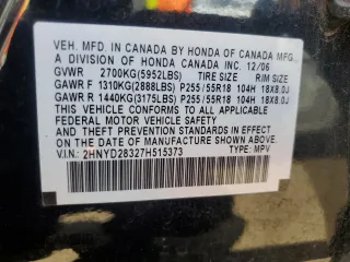 2007 Acura MDX Tech Pkg with VIN 2HNYD28327H515373, listed as a Copart auction lot 54976835 with 227,947 mi miles and Clean Title. Bid and sale history available at carsss.com. Image 13.