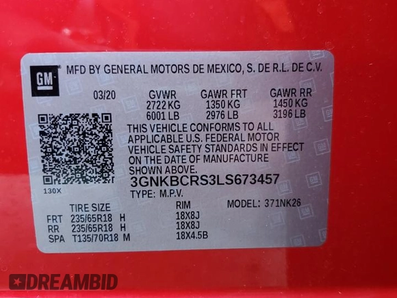 2020 Chevrolet Blazer LT z VIN 3GNKBCRS3LS673457, wystawiony jako Copart lot #54563295 z przebiegiem 57 071 mil mil oraz Nie do naprawy • Non repairable. Historia ofert i sprzedaży dostępna na DreamBid. Obrazek 13.