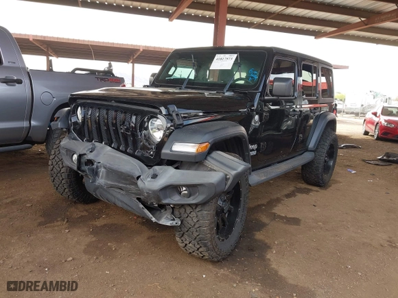 2019 Jeep Wrangler Unlimited Sport S with VIN 1C4HJXDN2KW630780, listed as a IAAI auction lot 41817573 with 56,113 mi miles. Bid and sale history available at carsss.com. Image 17.