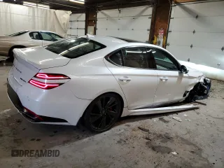 2023 Genesis G70 3.3T with VIN KMTG54TE3PU134147, listed as a Copart auction lot 61597955 with 9,863 mi miles and Salvage title. Bid and sale history available at DreamBid. Image 3.