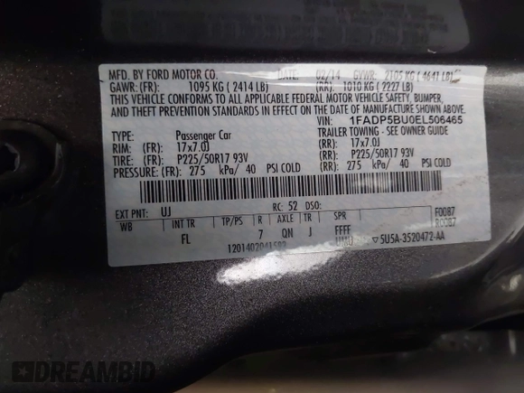 2014 Ford C-Max SEL with VIN 1FADP5BU0EL506465, listed as a IAAI auction lot 42138014 with 165,528 mi miles and . Bid and sale history available at DreamBid. Image 9.