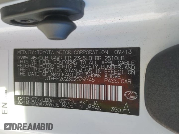 2014 Lexus IS 250 C with VIN JTHFF2C23E2529745, listed as a Copart auction lot 74875024 with 131,364 mi miles and Clean title. Bid and sale history available at DreamBid. Image 15.