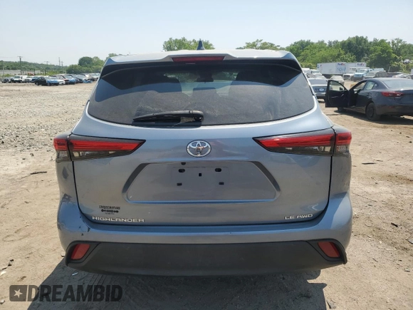 2022 Toyota Highlander LE with VIN 5TDBZRBH3NS175711, listed as a Copart auction lot 58722515 with 43,970 mi miles and Clean title. Bid and sale history available at DreamBid. Image 6.