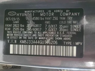 2016 Hyundai Tucson SE with VIN KM8J33A44GU106206, listed as a Copart auction lot 52543305 with 116,751 mi miles and Clean Title. Bid and sale history available at carsss.com. Image 13.