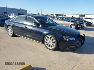 2013 Audi A8 L 4.0L with VIN WAUR2AFD3DN012893, listed as a IAAI auction lot 41209419 with 116,990 mi miles. Bid and sale history available at carsss.com. Image 1.