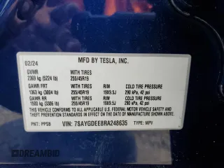 2024 Tesla Model Y Long Range z VIN 7SAYGDEE8RA248635, wystawiony jako Copart lot #59130125 z przebiegiem 21 210 mil mil oraz Szkoda całkowita • Salvage title. Historia ofert i sprzedaży dostępna na DreamBid. Obrazek 13.