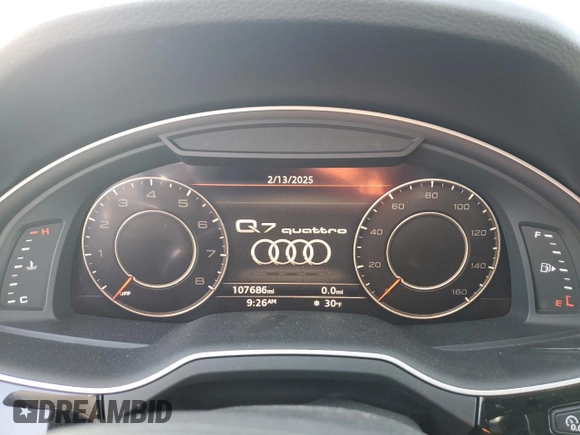 2017 Audi Q7 Premium Plus with VIN WA1LAAF73HD002389, listed as a Copart auction lot 45094155 with 107,686 mi miles and Salvage Title. Bid and sale history available at carsss.com. Image 9.