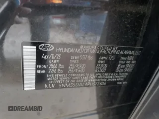 2023 Hyundai Santa Fe Calligraphy with VIN 5NMS5DAL4PH572306, listed as a Copart auction lot 57300625 with 23,957 mi miles and Salvage title. Bid and sale history available at DreamBid. Image 12.