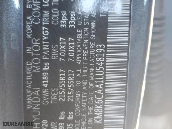 2020 Hyundai Kona SEL Plus with VIN KM8K6CAA1LU548193, listed as a Copart auction lot 87870085 with 23,390 mi miles and Salvage Title. Bid and sale history available at carsss.com. Image 14.