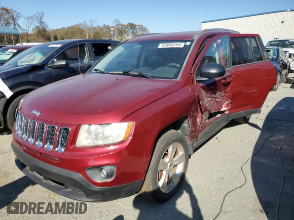 2012 Jeep Compass Sport with VIN 1C4NJCBB2CD631834, listed as a Copart auction lot 82886354 with 208,705 mi miles and Salvage Title. Bid and sale history available at carsss.com. Image 1.