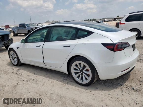 2021 Tesla Model 3 Long Range z VIN 5YJ3E1EB1MF049049, wystawiony jako Copart lot #58432885 z przebiegiem 22 185 mil mil oraz Szkoda całkowita • Salvage title. Historia ofert i sprzedaży dostępna na DreamBid. Obrazek 2.
