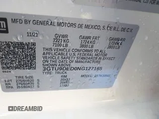 2022 GMC Sierra 1500 Limited SLT with VIN 3GTU9DED0NG127165, listed as a IAAI auction lot 41496347 with 29,892 mi miles. Bid and sale history available at carsss.com. Image 9.