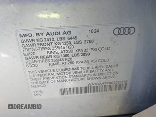 2025 Audi Q5 S line Premium z VIN WA1GAAFY0S2026775, wystawiony jako IAAI lot #41866254 z przebiegiem 8730 mil mil oraz . Historia ofert i sprzedaży dostępna na DreamBid. Obrazek 9.