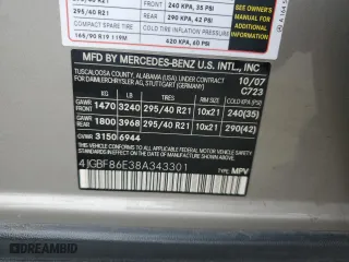 2008 Mercedes-Benz GL-Class 5.5L with VIN 4JGBF86E38A343301, listed as a Copart auction lot 47605005 with 147,223 mi miles and Salvage Title. Bid and sale history available at carsss.com. Image 13.