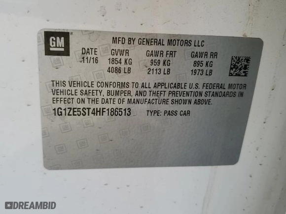 2017 Chevrolet Malibu LT with VIN 1G1ZE5ST4HF186513, listed as a Copart auction lot 46855805 with 96,882 mi miles and Salvage Title. Bid and sale history available at carsss.com. Image 12.